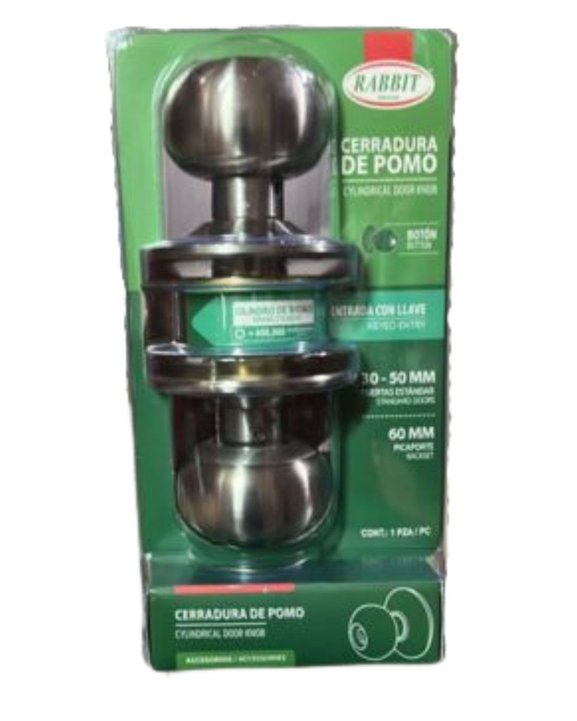 [CER0215] CERRADURA DE POMO A/INOX C/LLAVE RABBIT (EMP 1)