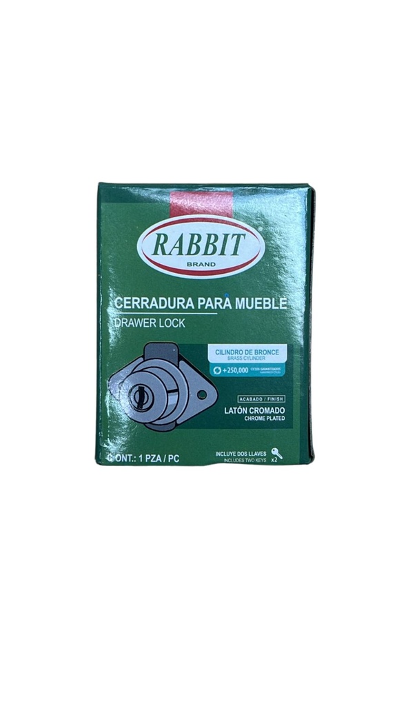 [CER0230] CERRADURA PARA MUEBLE LATON CROMADA OVALADA RABBIT ( EMP 1)