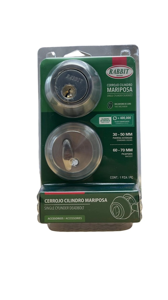 [CER0235] CERROJO CILINDRO MARIPOSA ACABADO DE ACERO RABBIT ( EMP 1)