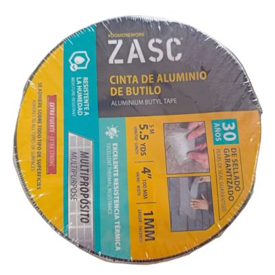 [CIN0086] CINTA ADHESIVA IMPERMEABLE DE BUTILO 4" X 5MTS ZASC (EMP 1)