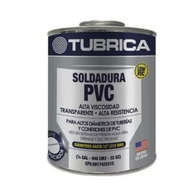[PEG0030] PEGA GRIS SOLDADURA PVC ALTA VISCOSIDAD 1/4GL TUBRICA (EMP 1)