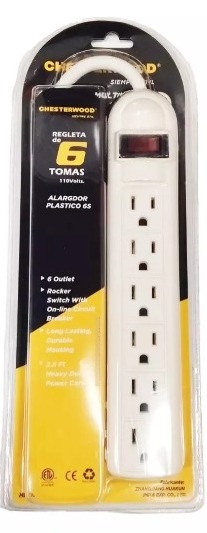 [REG0001] REGLETA 6 TOMA CORRIENTES BLANCA CHESTERWOOD (EMP 1)