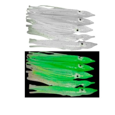 [SEÑ0006] SEÑUELOS P/PESCA (PULPITOS) 3.1/2" TRANSP. FLUORECENTE (EMP 5 UNDS)